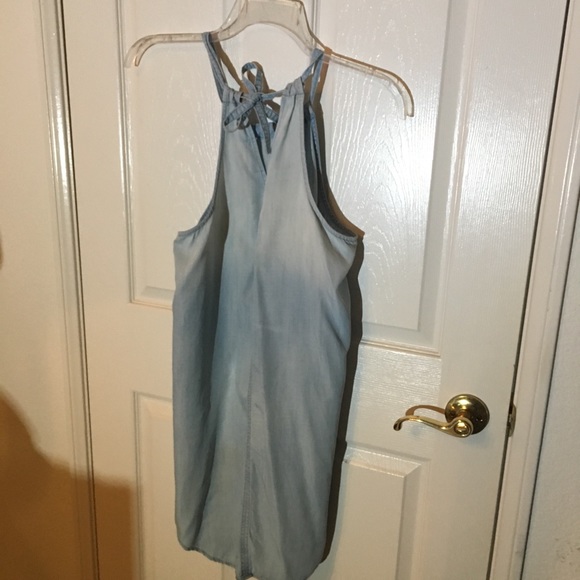 Cloth & Stone Blue Dress “High Tide” Halter Mini Anthro Light Wash Size S Petite - Picture 7 of 9